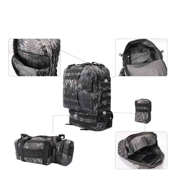 Yakeda large capacity outdoor hiking climbing camouflage rucksack military tactical bags combination backpack - Image 3